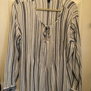 Women's XXL blue and white striped blouse by A.N.A.